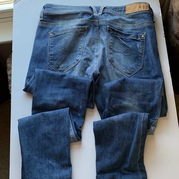 edc Denim & Dry Goods by Esprit Colorblock Jeans Light Dark Blue Patch - Picture 14 of 14